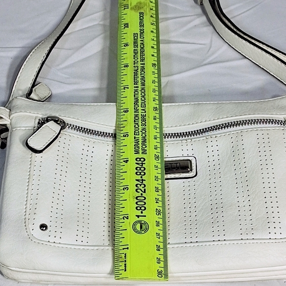 Women's Rosetta White Crossbody  Zippered Bag/Purse - Picture 4 of 11